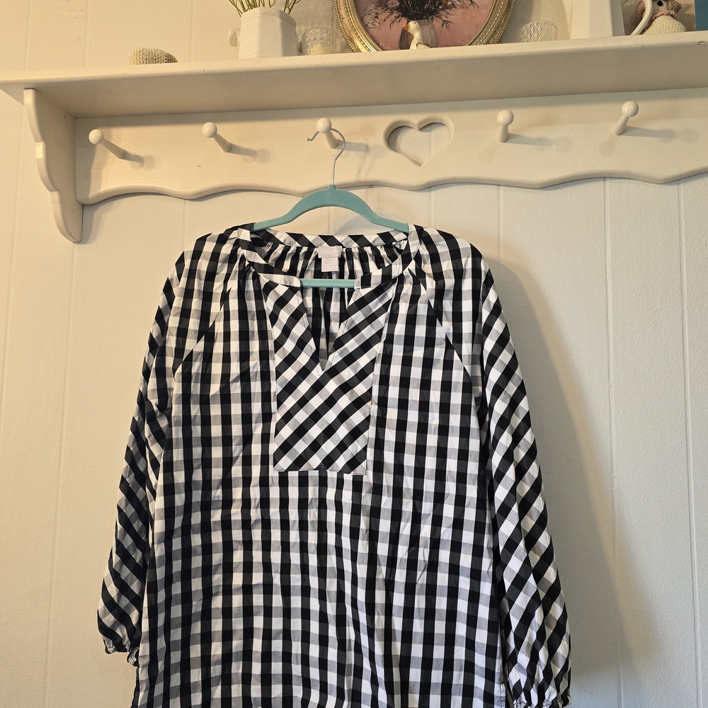 Chico's Monochrome Checkered Top